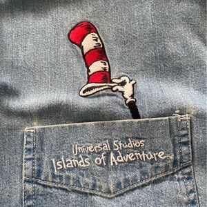 DR SEUSS Men's Denim Shirt with Embroidered Design SIZE XL